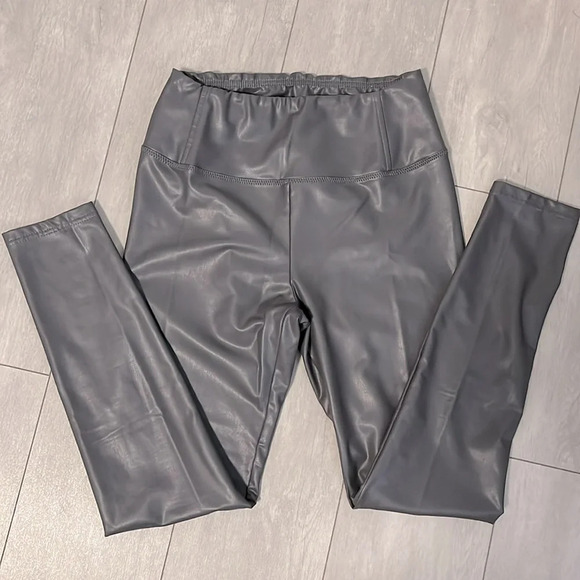 7 For All Mankind Faux Leather Leggings Grey NWOT, Size M - Picture 7 of 8